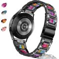 thumbnail image 2 of KOMI Sparkling Band Compatible Samsung Galaxy Watch 7/6/5/4 FE 40mm 44mm Classic 43mm 47mm/Classic 42mm 46mm/Active 2 Watch Bands Resin,20mm Stainless Steel Bracelet Band for Galaxy Watch 3 41mm/42mm, 2 of 7