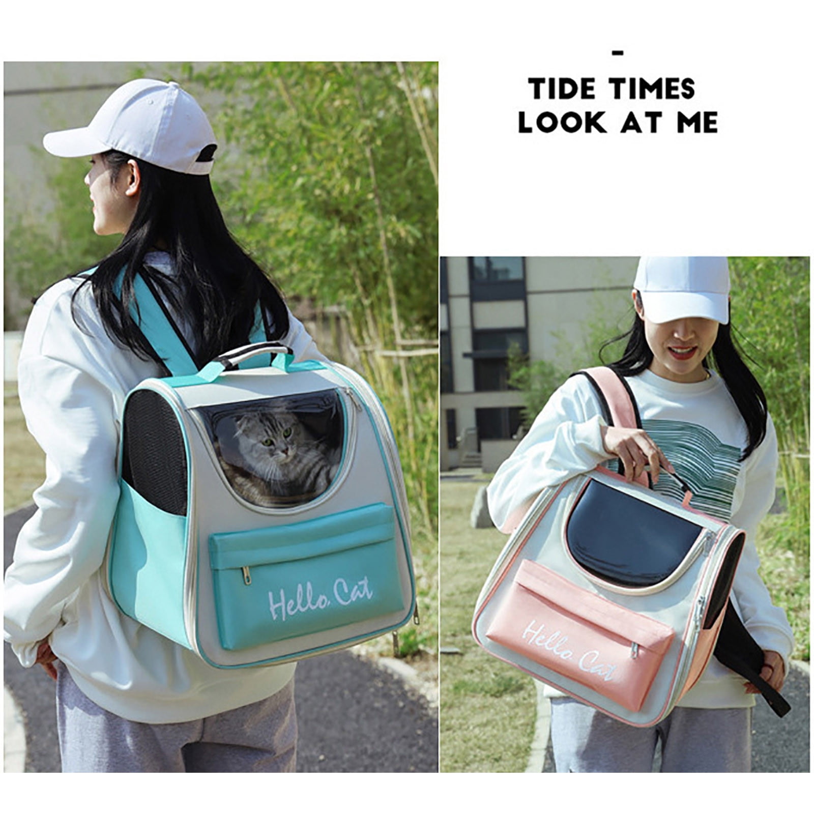 Bdday Cat Backpack Carrier, Breathable Cat Carrier Large Space Bubble Pet Backpack for Kitty Small Dog Up To 15lbs, Transparent & Foldable Pet Carrier for Travel Hiking