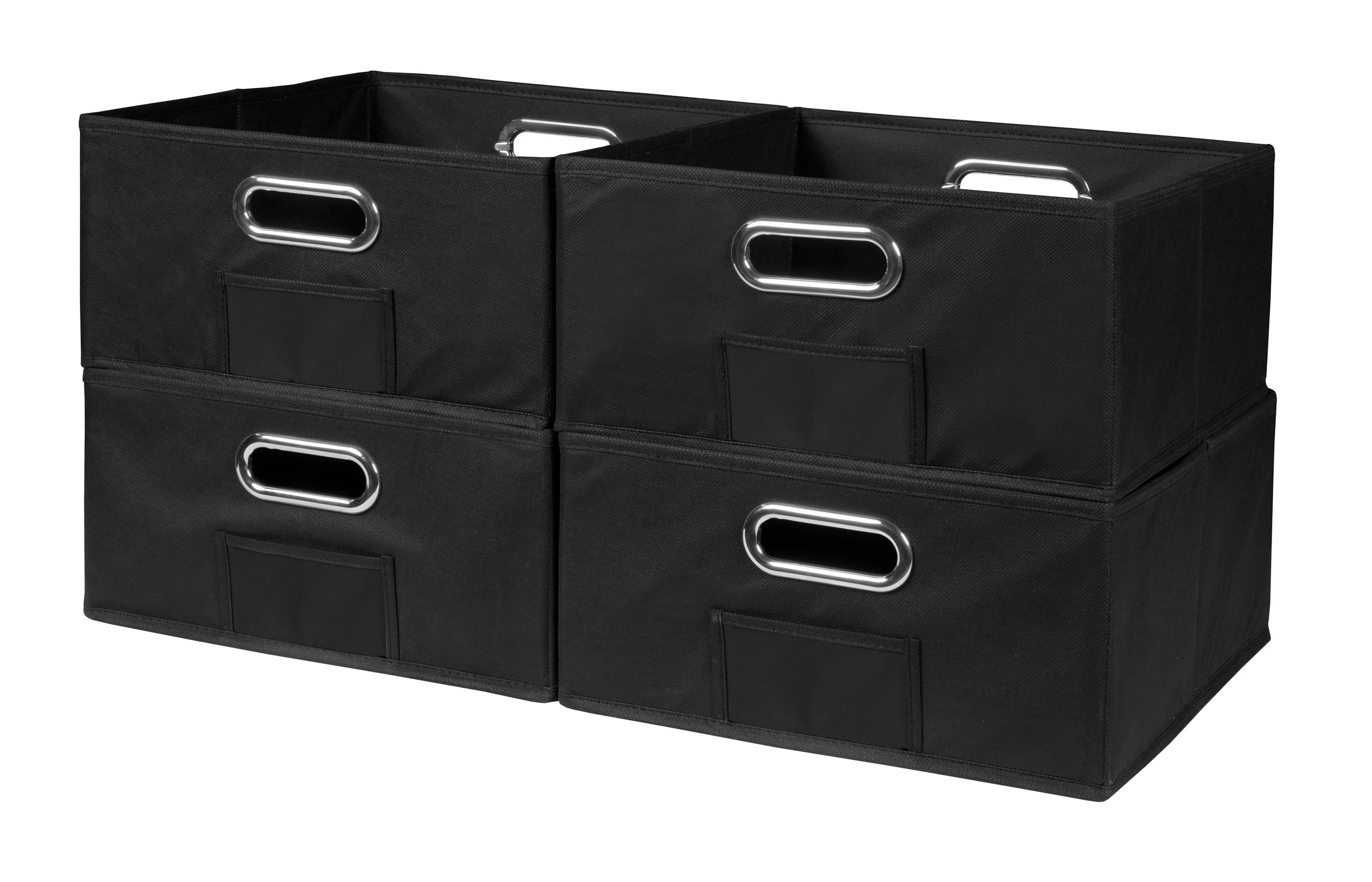 Collapsible Home Storage Set of 4 Foldable Fabric Low Storage Bins