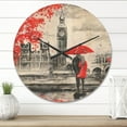 thumbnail image 2 of Designart 'Couples Holding Umbrella Walking in Paris II' Modern Wood Wall Clock, 2 of 5