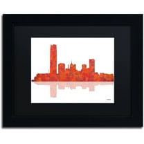 Trademark Fine Art "Oklahoma City Oklahoma Skyline" Canvas Art by Marlene Watson Black Mat, Black Frame
