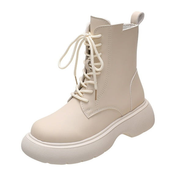 Jsaierl Womens High Platform Ankle Boots Lace up Fashion Combat Booties