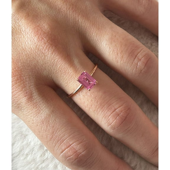 Natural Pink Sapphire 925 Sterling Silver Ring,Engagemant Ring, Birthstone Rings for Women, Gift For Her