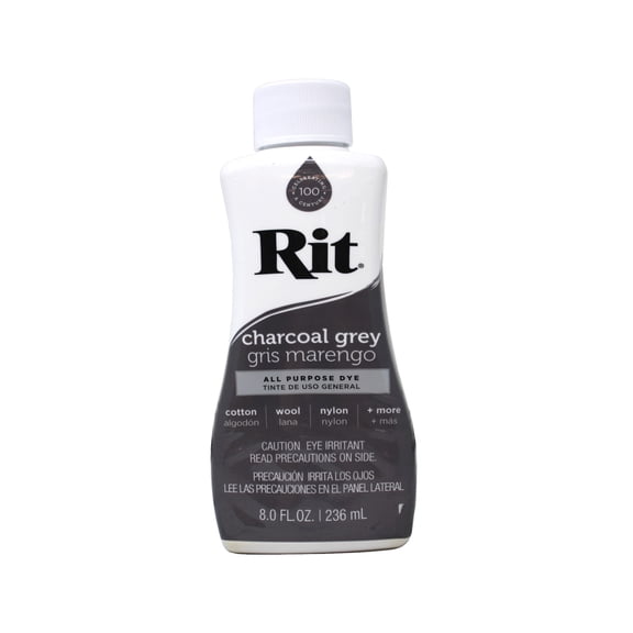 Rit All-Purpose Permanent Charcoal Grey Liquid Dye for Cotton, 8 fl oz