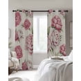thumbnail image 4 of Pink Floral Kitchen Curtains Spring Summer Vintage Flower Leaf Cafe Short Curtains for Bathroom Blackout Window Curtain Grommet Small Window Treatment Tier Drapes for Bedroom Living Room 52"x45"x2, 4 of 9