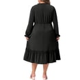 thumbnail image 3 of Agnes Orinda Women's Plus Size Dress V Neck Ruffle Long Sleeve Tiered Lace Patchwork Flowy Casual A Line Midi Dresses 1X Black, 3 of 6