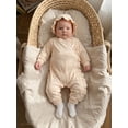 thumbnail image 6 of RUINIXCW Newborn Baby Girl Hospital Coming Home Outfit Infant Baby Girl Spring Fall Winter Clothes Heart Romper Ruffled Trim Jumpsuit Hat 2 Pcs Set, 6 of 9