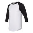 thumbnail image 2 of Augusta Sportswear Three-Quarter Raglan Sleeve Baseball Jersey 4420 - White/ Black Size 4XL, 2 of 5