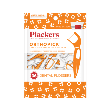 (4 Pack) Plackers Orthopick Dental Floss Picks for Braces - 36 (Best Floss For Bridges)
