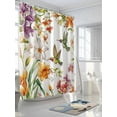 thumbnail image 3 of Shower Curtains Watercolors Bird Flowers Bath Curtain Orange Floral Leaf Waterproof Bathroom Shower Curtain Set with Hooks Decoration 72 x 84 Inches, 3 of 7