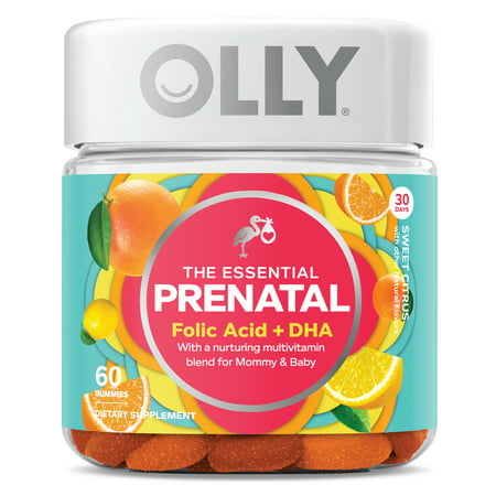 OLLY The Essential Prenatal Multivitamin Gummies, Prenatal Vitamins, Citrus, 90 (Best Once A Day Prenatal Vitamin)