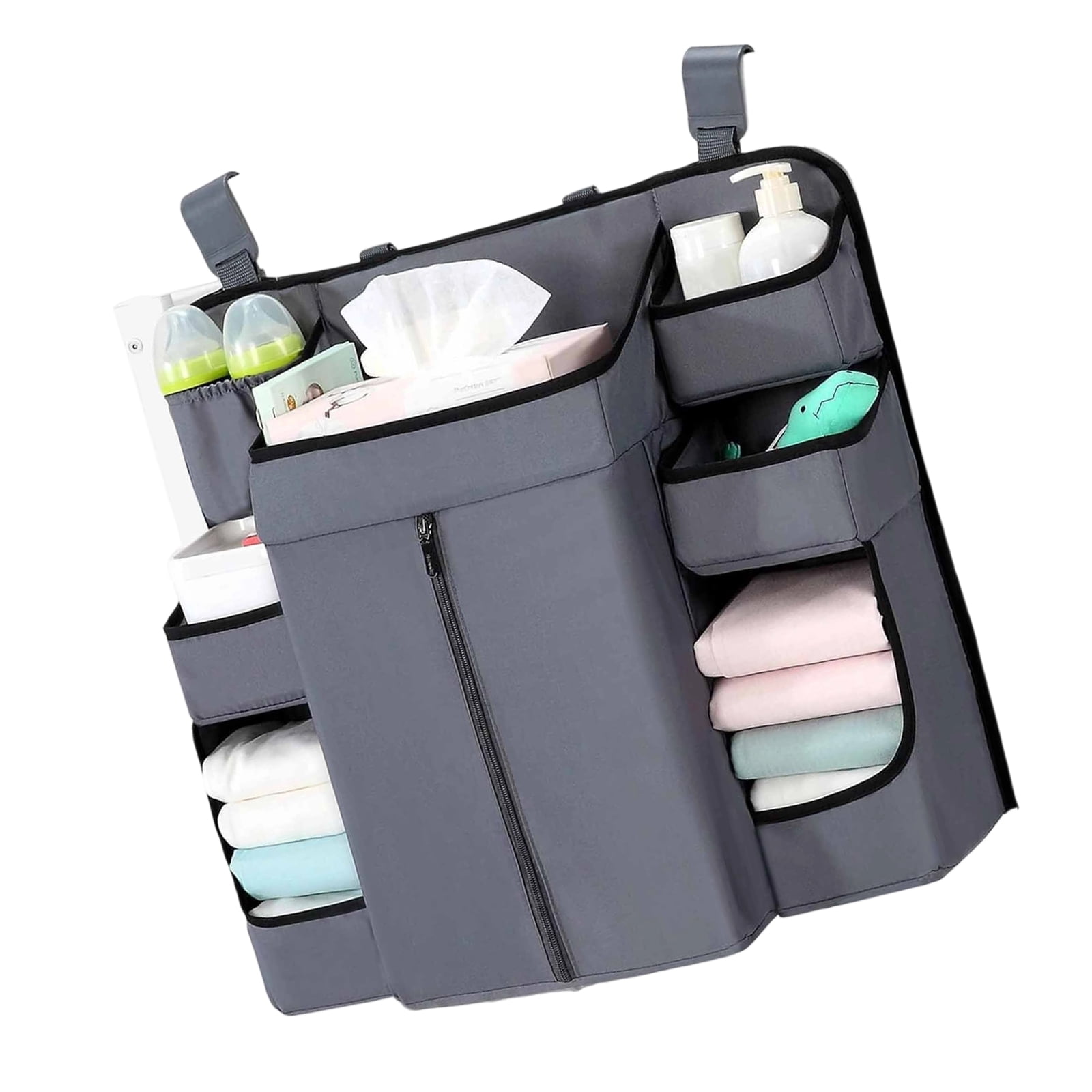 Multiple Pocket Storage Organizers For Baby Bed Nursery Organization With Adjustable Straps And Sustainable Fabric