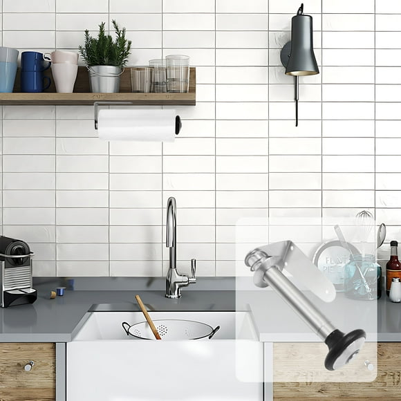 cpengpj Clearance Stainless Steel Kitchen And Bathroom Non Perforated Cabinet Wall Mounted Paper Roll Tube Vertical Cling Film Storage Tube