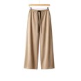thumbnail image 5 of Tqcoqu Women's Solid Color Drawstring Elastic Waist Wide Leg Pants Casual Loungewear Long Trousers For Fall Winter, 5 of 6