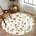 thumbnail image 2 of Round Area Rugs Collection 8 Ft, Yellow Spring Floral Non-Slip Residential Carpet, Flowers Leaves Elegant Pastoral Indoor Crawling Mats Runner Rugs for Living Room/Dining Room/Bedroom, 2 of 8