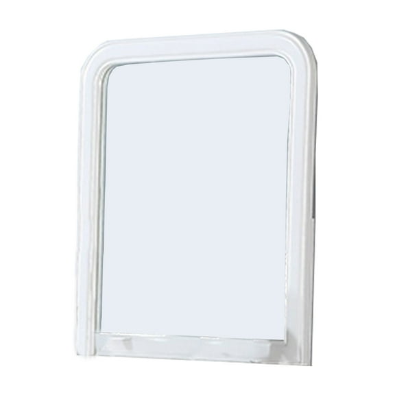 37 Inches Wooden Mirror with Curved Edges, White