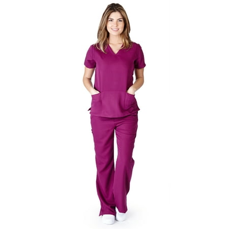 

M&M SCRUBS Stretch Junior Mock Wrap Medical Scrub set 8119 9120