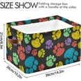 thumbnail image 4 of GZHJMY Colorful Cat Paw Storage Bins Collapsible with Handle, 2PCS Rectangle Waterproof Baskets for Storage Cube Closet Organizer for Toy Nursery Book Office Shelf Bathroom, 4 of 7