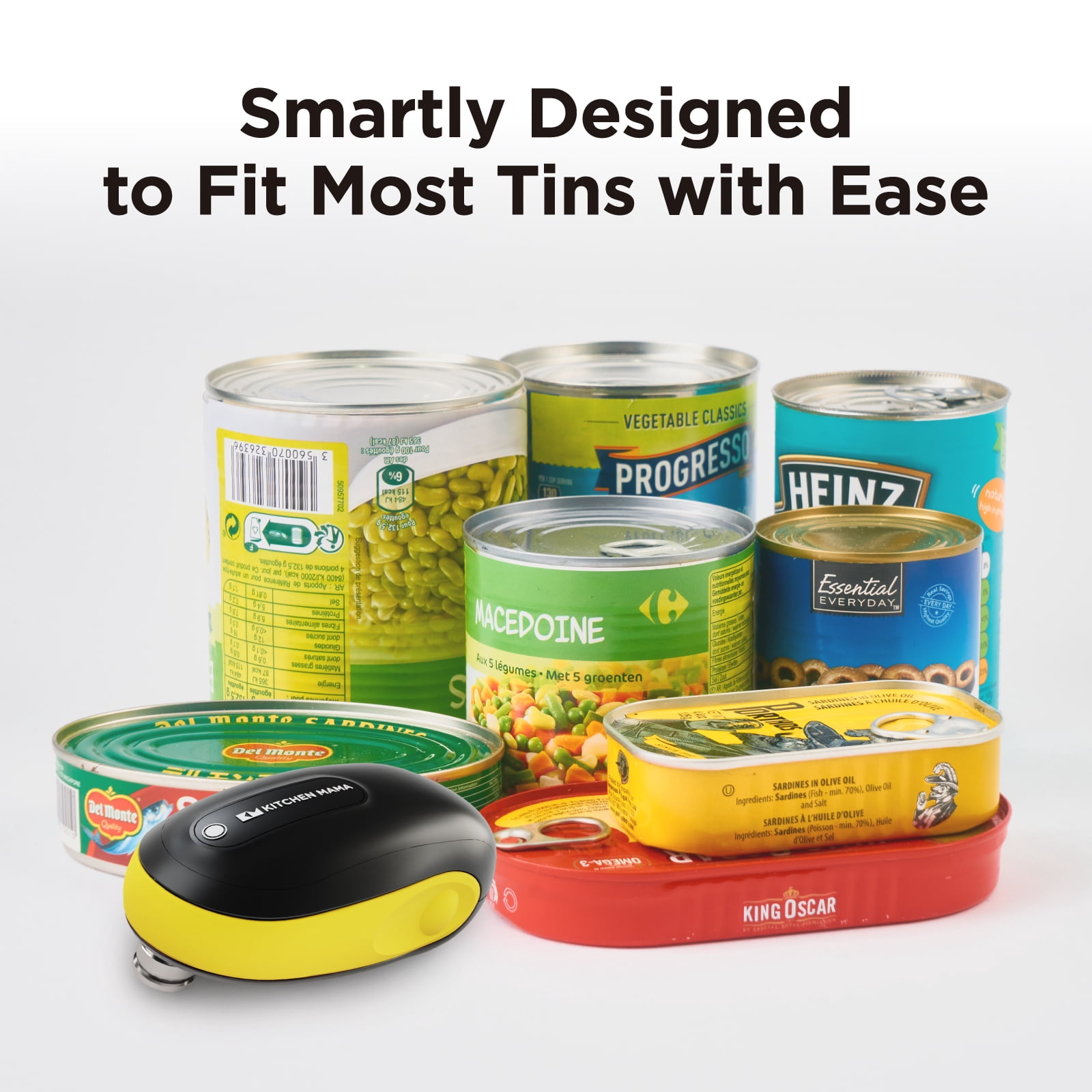 Kitchen Mama One-To-Go Electric Can Opener : Auto Stop, Smooth Edge, Battery Operated (Yellow)