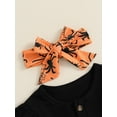 thumbnail image 6 of Suealasg Newborn Baby Girl 3Pcs Halloween Outfits Long Sleeve Romper +Pumpkin Spider Print Long Pants+Headband Set 3 6 9 12 Months Infant Girl Halloween Clothes, 6 of 7