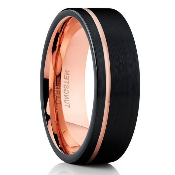 6mm Rose Gold Wedding Ring,Tungsten Wedding Ring,6mm Wedding Ring,Black Tungsten Ring,Anniversary Ring,Brush