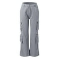 thumbnail image 5 of Shwomsmer Women's Pants Women High Waist Baggy Cargo Pants Cargo Jeans Jogger Pocket Loose Fit Straight Wide Leg Trouser Casual Pants for Women for Work, 5 of 6
