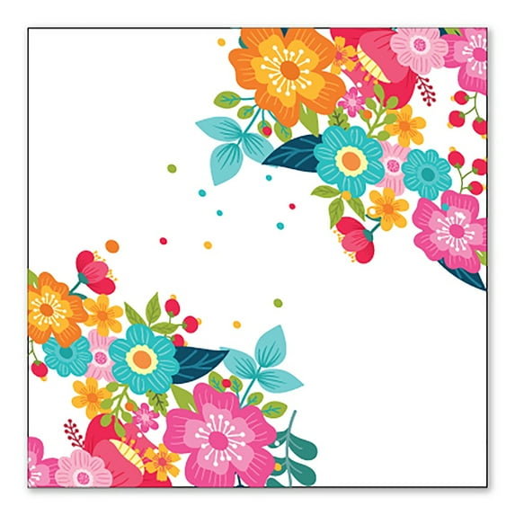 DistinctInk Custom Bumper Sticker - 4" x 4" Decorative Decal - White Background - Bright Colored Flowers and Dots