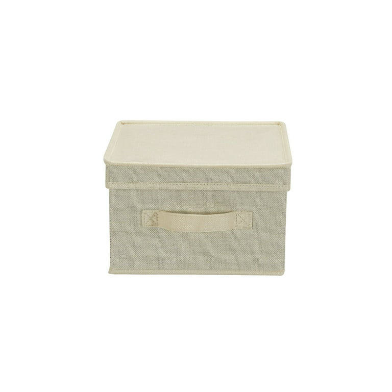25 qt. Linen Clothes Storage Bin with Lid in White (2-Pack)