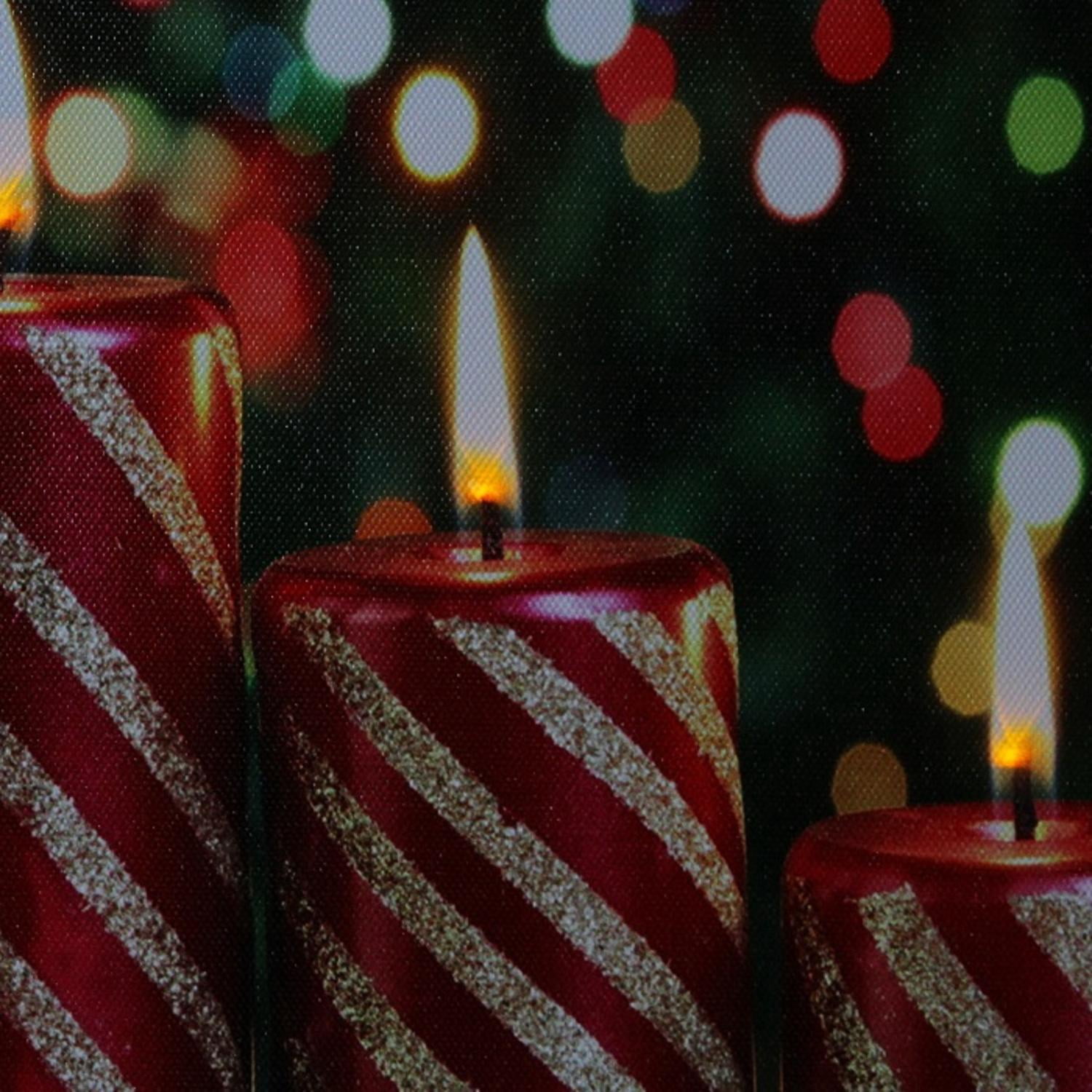 LED Lighted Christmas Candles with Ornaments Canvas Wall Art 11.75" x 15.75"