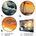 thumbnail image 3 of Designart "Orange Blue Boat Energetic Storm I" Boat Metal Wall Art Prints, 3 of 5
