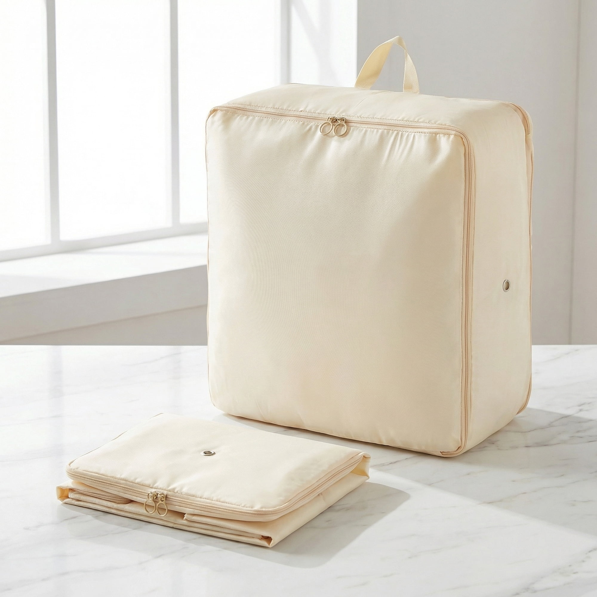 Unique Bargains Foldable Storage Bags Ideal for Organizing Bedroom Beige 15.7"x7.1"x11.8"
