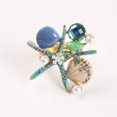 thumbnail image 3 of 4 anillos de servilleta de estrella de mar, perlas de diamantes de imitación en la costa del océano, azul Afortunado Sencillez, 3 of 4