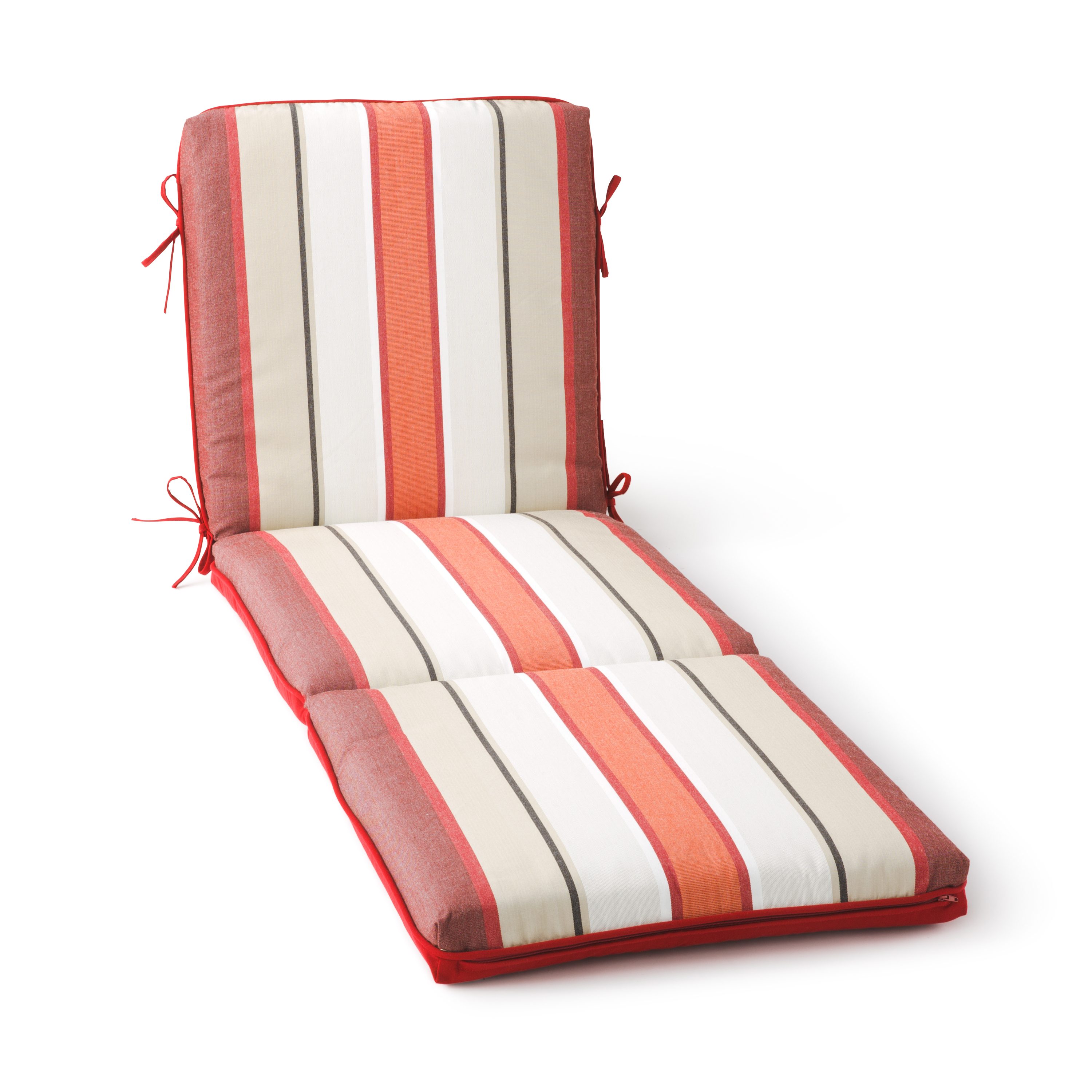 Red Striped Chaise Lounge Cushion Outdoor Garden Patio Seat Pad Pillow