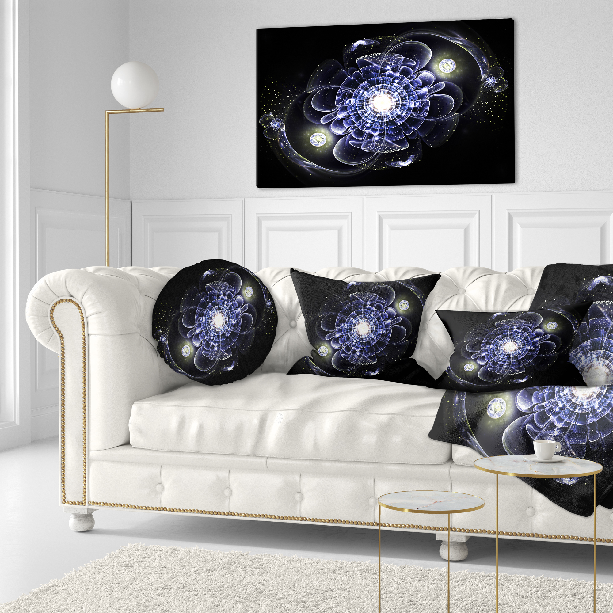 Designart 12" x 20" Blue Polyester Throw Pillow