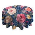 thumbnail image 4 of Pioneer Flower Floral Print Pattern Round Tablecloth 60"x60",Wrinkle Wipeable Table Cloth for Kitchen Dining Room Picnic Patio Party, 4 of 6