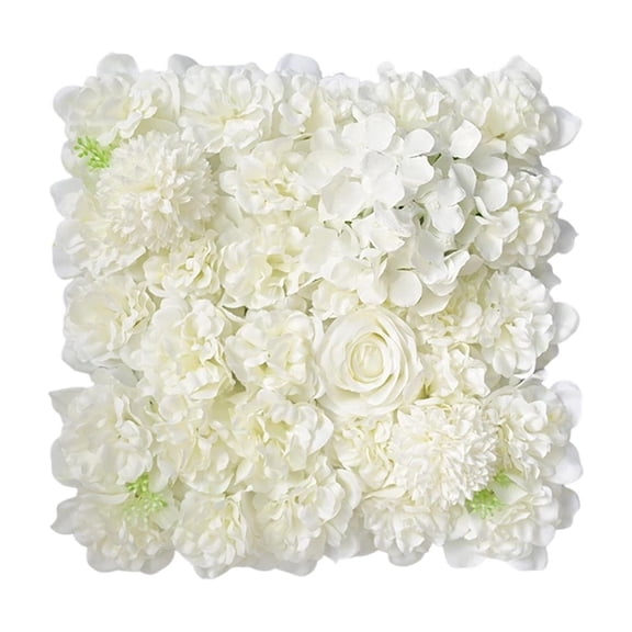 1 Pack Artificial Silk Flower Wall Panel, Decorative Floral Background, Silk Rose Mat for Wedding Party Backdrop Wall Decor Shop Photo Backdrop Floral Wall Arrangement (14x14'', White)