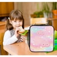 thumbnail image 6 of Insulated Square Lunch Bag with Side Mesh Pocket Fashion Lunch Box Reusable Lunch Tote 10.5" x9.5" x3.5" Cute Stars and Pink Clouds, 6 of 6