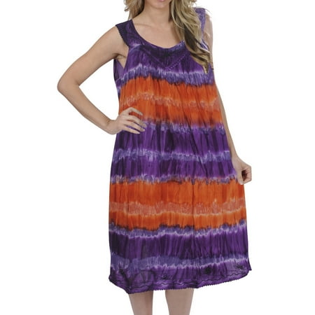 - La Leela MAXI RAYON Women PLUS Size HAND Tie Dye Dress Coverup Tank MAXI Caftan