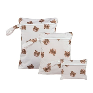 Tainini 3pcs Baby Cloth Diaper Wet Dry Bags ,Waterproof Reusable , Travel Beach Pool Daycare Soiled Baby Items Yoga Gym Bag for Swimsuits or Wet Clothes