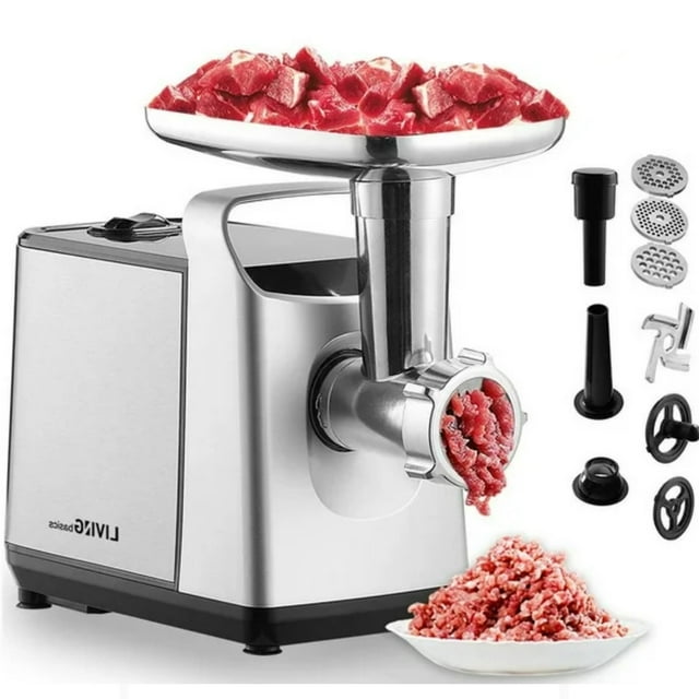 Hachoir à Viande Électrique avec Fabricant de Farce à Saucisses, Processeur Alimentaire en Acier Inoxydable 3000W Max, Destructeur de Légumes