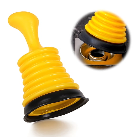 Bewildely Émbolo práctico casero conveniente amarillo del retrete con el émbolo del limpiador del drenaje del fregadero del mantenimiento Suministros de limpieza para el hogar