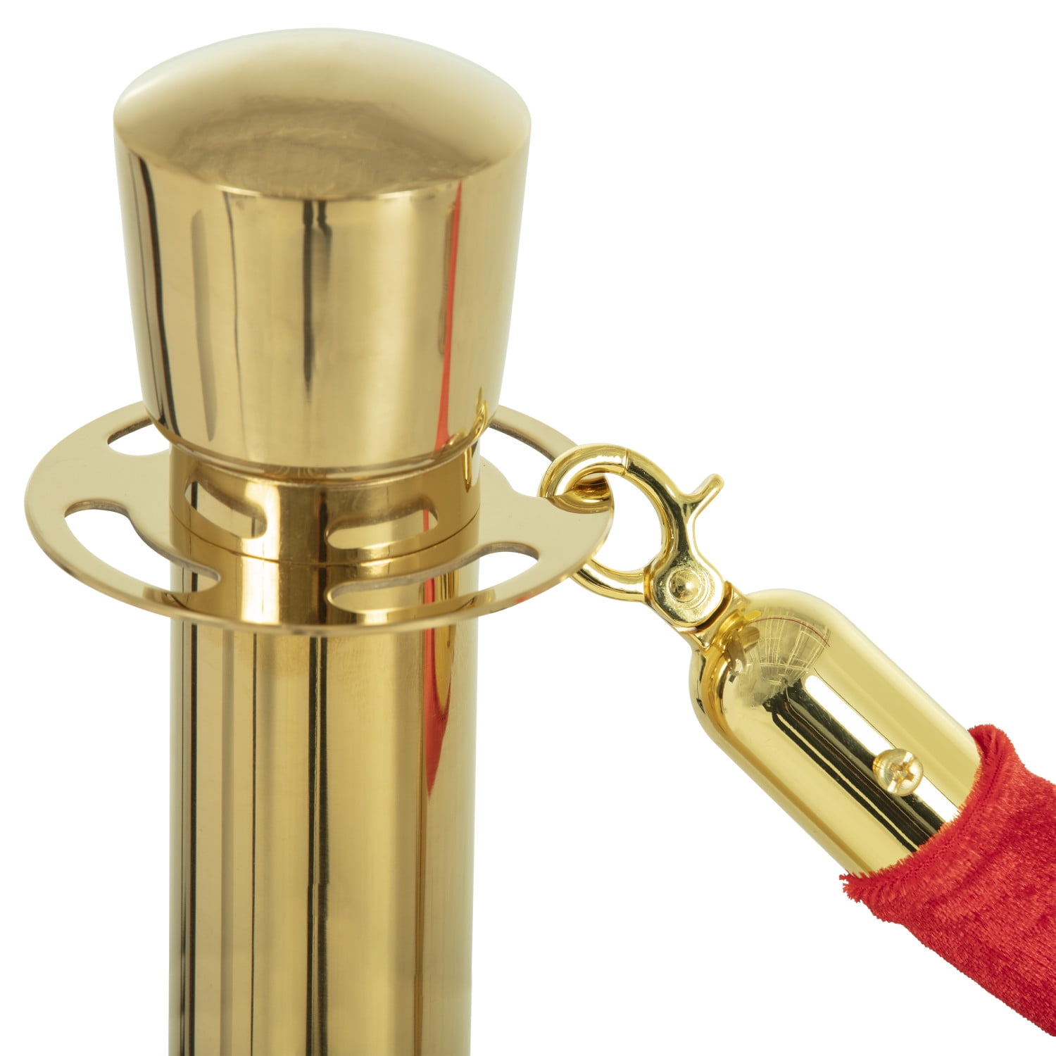 Crowd Control Brass Stanchion with Red Velvet Rope, 6'L