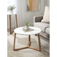 thumbnail image 6 of Kate and Laurel Rioux Round Coffee Table, 26 x 26 x 18, White and Natural Wood, Wooden Coffee Table, 6 of 6