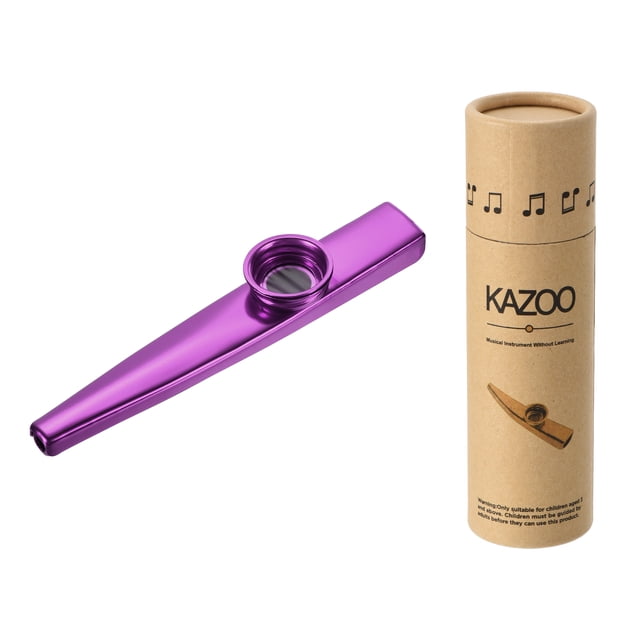 Instrumento musical Kazoo de Uxcell de aleación de aluminio púrpura con hermosa caja cilíndrica de regalo