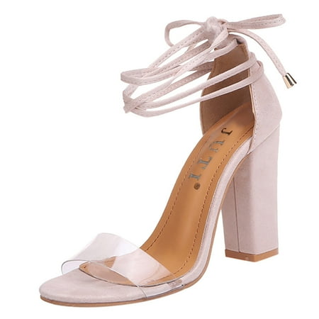 

noarlalf sandals for women dressy summer sandals shoes women transparent heels suede solid laceup high color peep toe single casual women s sandals womens sandals