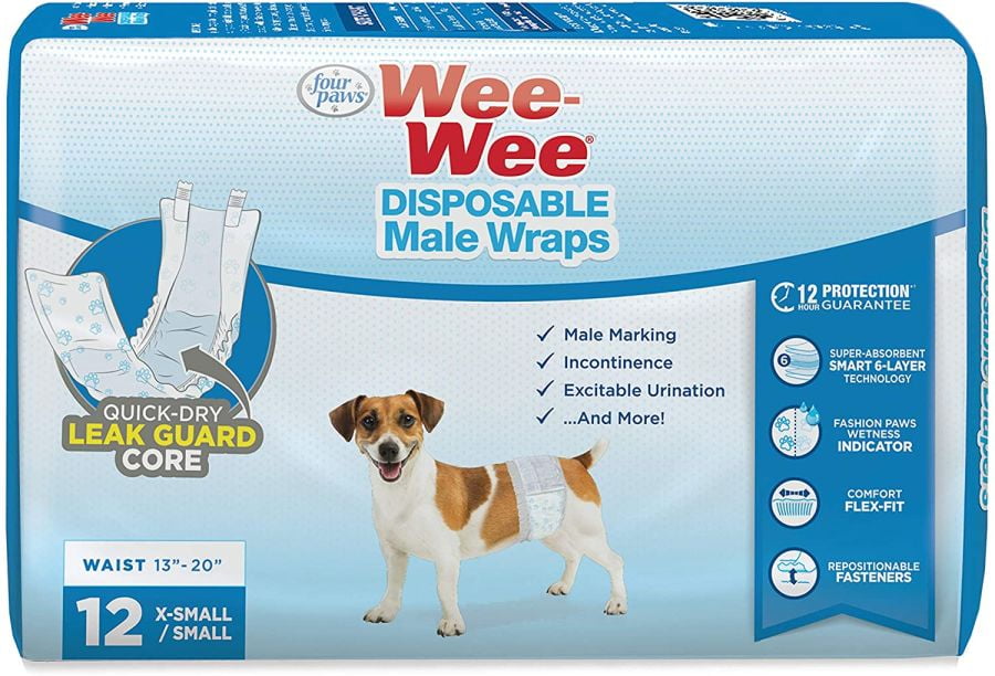 Four Paws Wee Wee Disposable Male Dog Wraps [Dog, Sanitary Pants & Pads ...