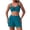 Blue, variant on Women's Two Piece Swimsuit Crisscross Back Tie Front Swim Top with Sporty Boyshort Tummy Control Bathing Suit