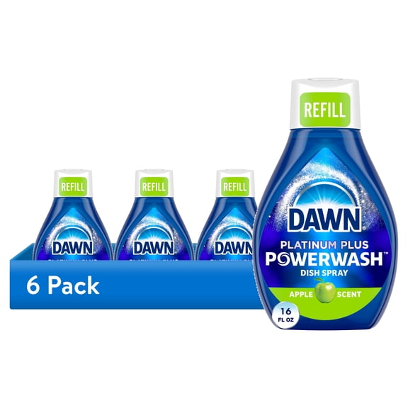 (6 pack) Dawn Powerwash Spray Refill, Dish Soap, Dishwashing Liquid, Apple, 1 Refill, 16 Fl Oz
