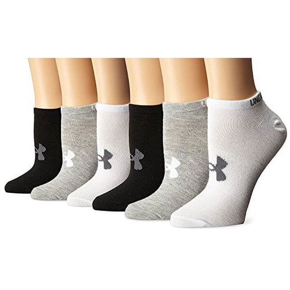 Under Armour Women's UA Training Cotton Blend No Show Socks, 6 Pairs (Grey Assorted)