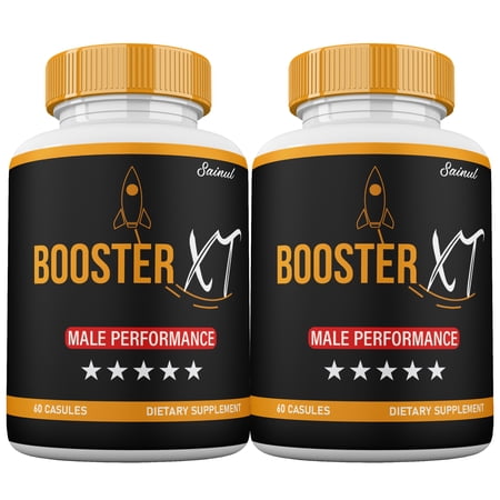 Booster XT Blood Flow Capsules, Booster XT Male Supplement Pills, Maximum Strength (2 Pack)